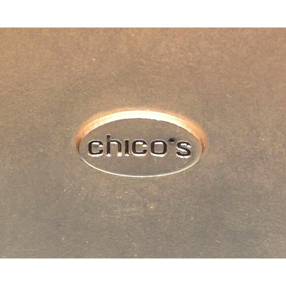 Chico's Wide Statement Hinged Bangle Bracelet Hammered Gold Tone & Cream - Picture 8 of 9